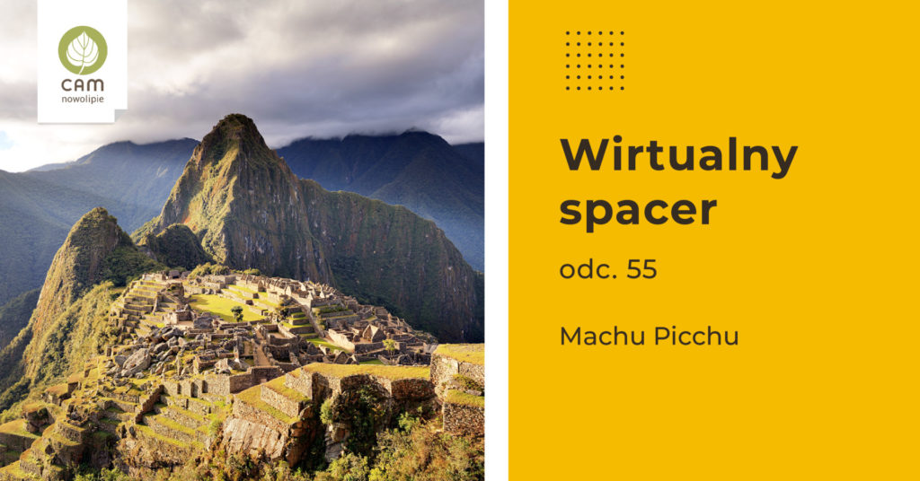 Grafika złożona z dwóch części. Po prawej widok z góry na ruiny Machu Picchu. Po prawej informacje o wydarzeniu.